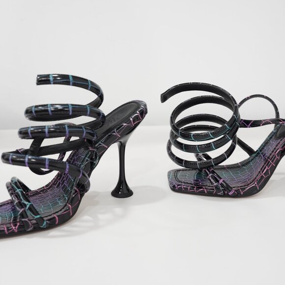 Brash Black & Multi-Color Chunky Block Heel Sandals - Picture 3 of 5
